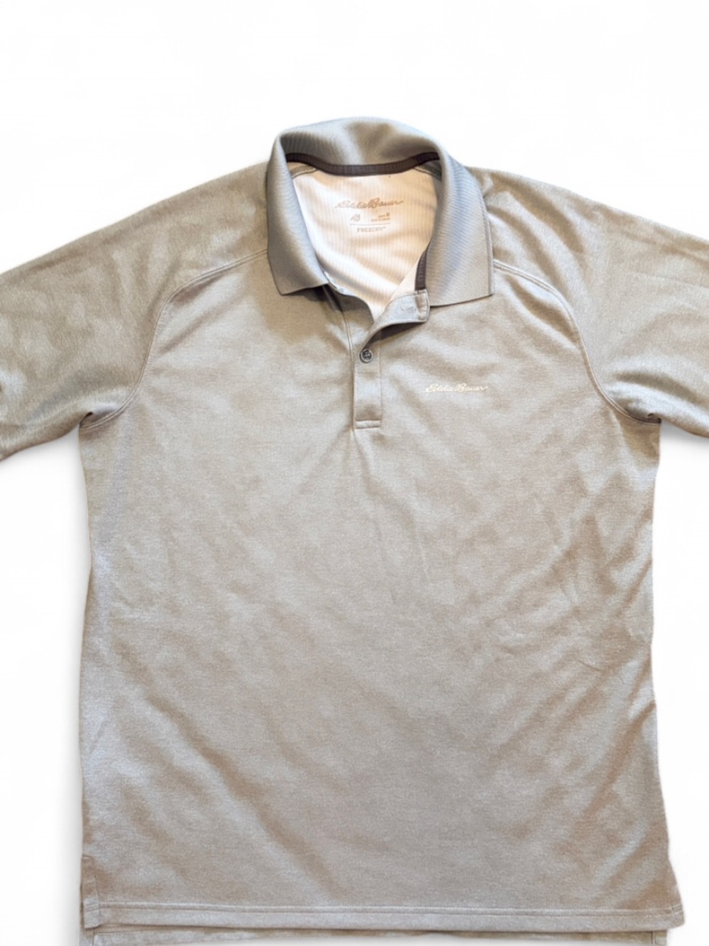 Eddie Bauer Men's Light Gray Polo Performance Shirt